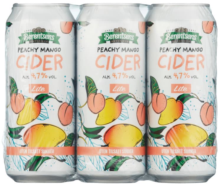 Peachy Mangocider Lite 0,5lx6 boks Berentsens