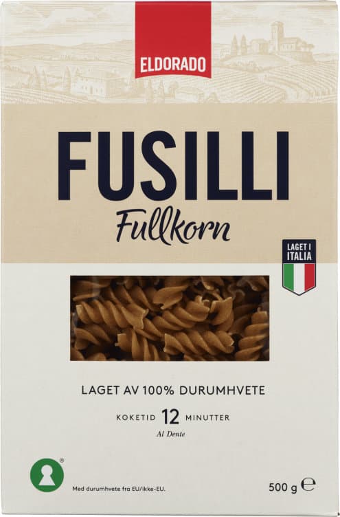 Pasta Fusilli Fullkorn 500g Eldorado