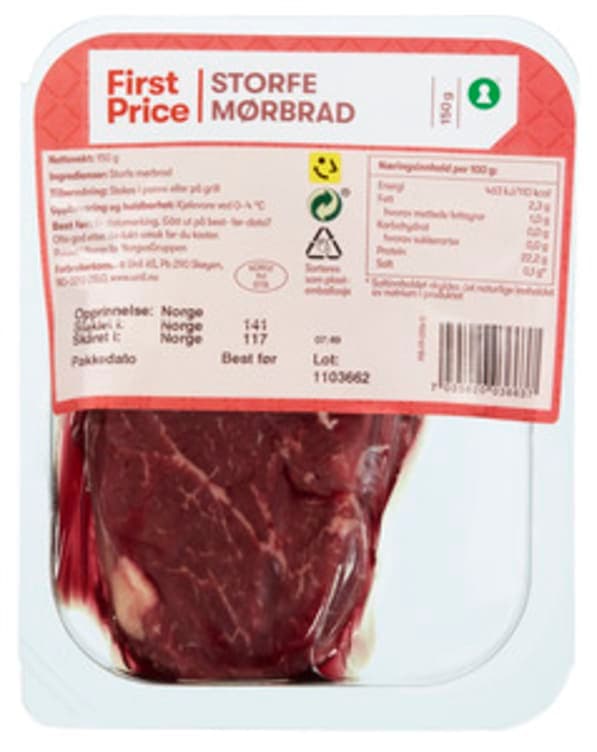 Storfe Mørbrad 150g First Price