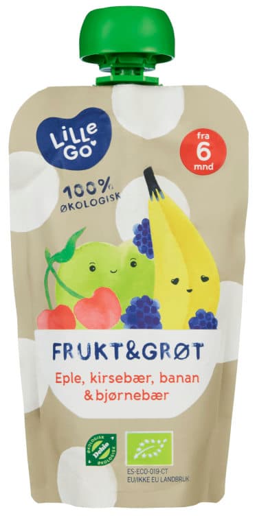 Frukt&Grøt Eple/Kirseb/Banan/Bjørneb 120g