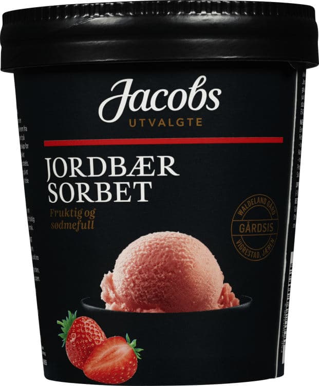 Jordbærsorbet 500ml Jacobs Utvalgte