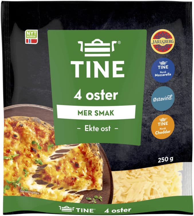 Ekte Revet Ost 4 Oster 250g Tine