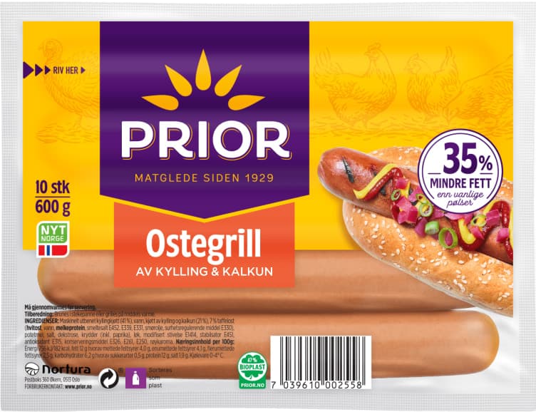Ostegrill Kylling&Kalkun 600g Prior