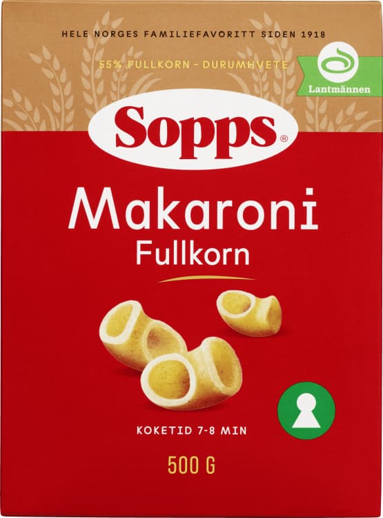 Makaroni Fullkorn 500g Sopps