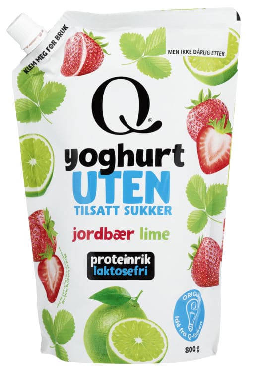 Yoghurt u/Sukker Jordbær&Lime 800g Q