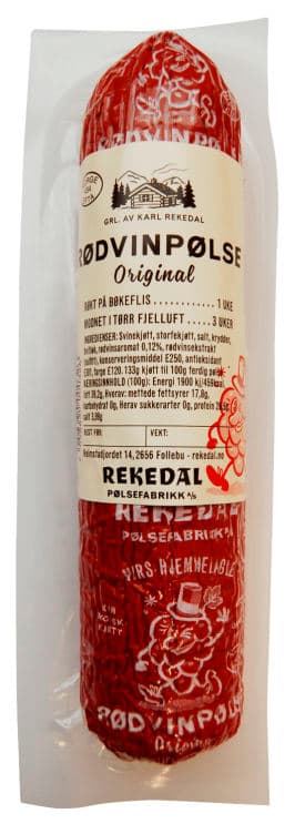 Rødvinspølse 275g Rekedal