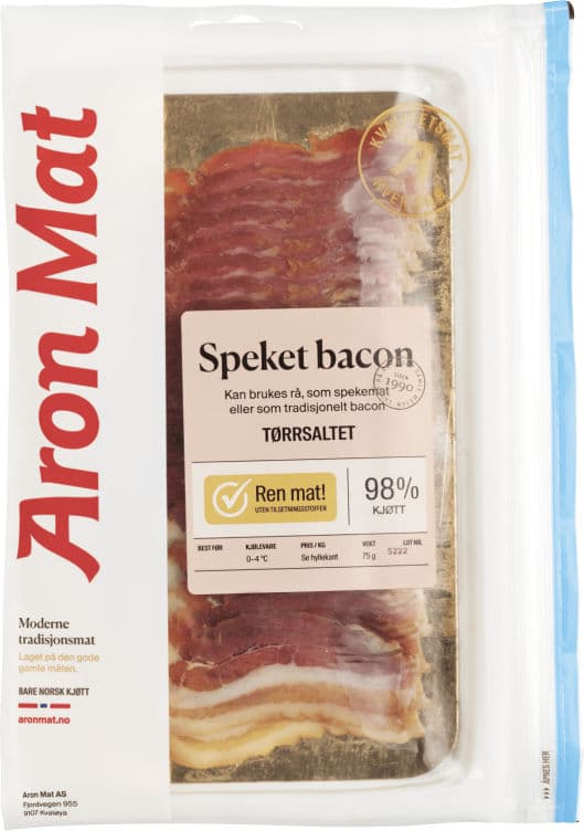 Bacon Speket Langtidsmodnet skivet 75g Aron