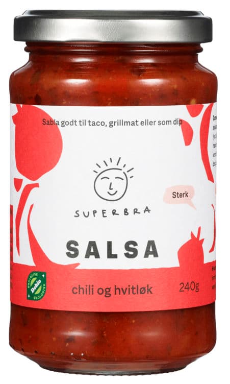Salsa Sterk Chili&Hvitløk Økol 240g Superbra