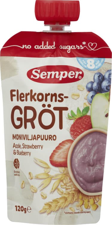 Flerkornsgrøt Eple,Jordb,Blåb 120g Semper
