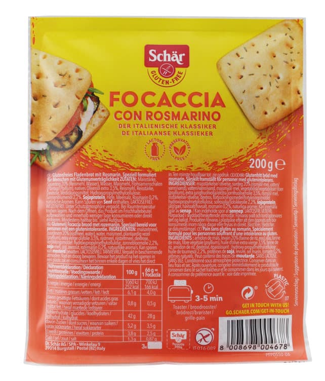Focaccia glutenfri 200g Schar