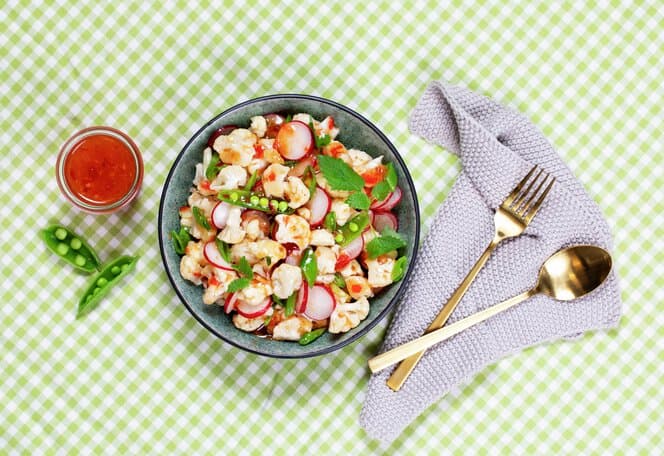 Blomkålsalat med chilisaus