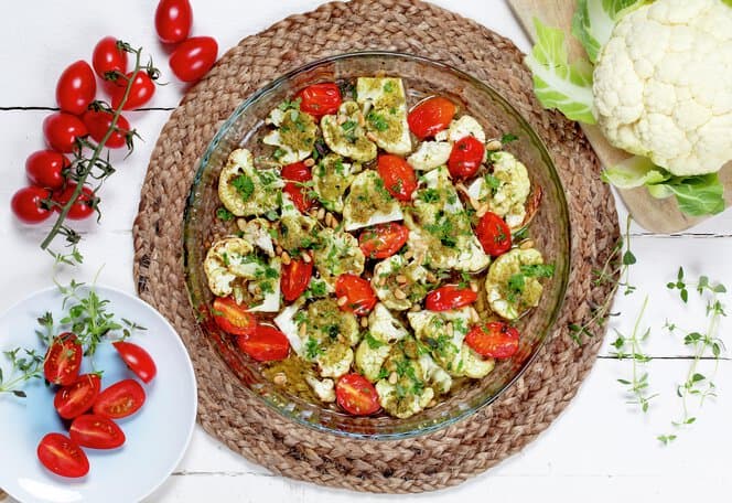 Ovnsbakt blomkål med pesto