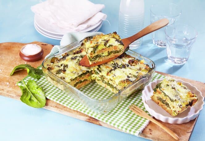 Strata med spinat og brokkoli