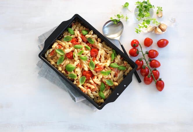 Pasta med bakte tomater og feta