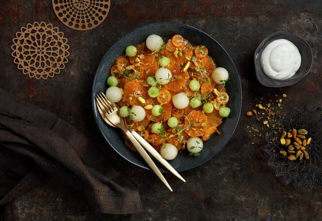 Appelsinsalat med melon og agurk