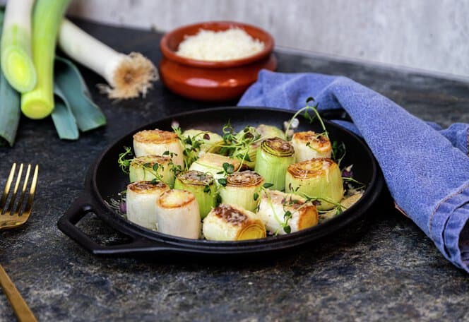 Ovnsbakt purre med parmesan