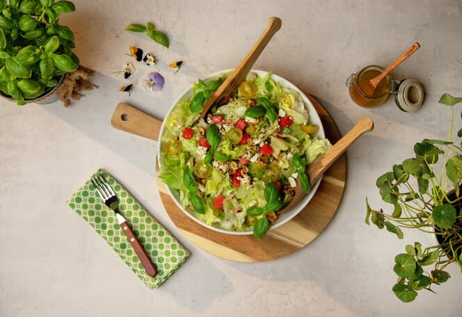 Isbergsalat med tomat og vannmelon