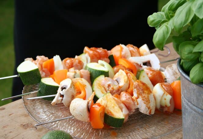 Grillspyd med squash og kylling