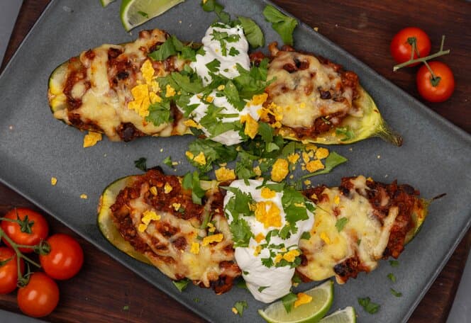 Gratinert squash med tacofyll