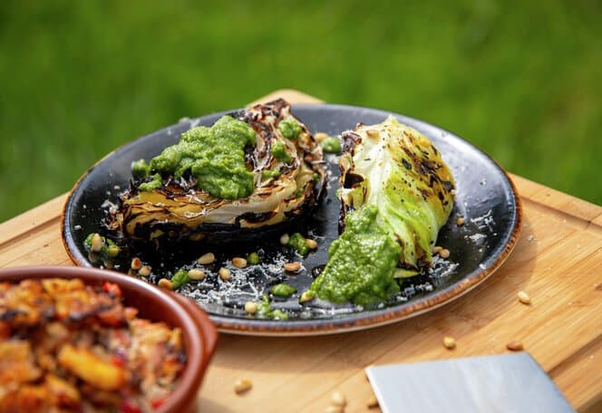 Grilla nykål med pesto