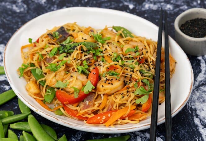 Wok med scampi