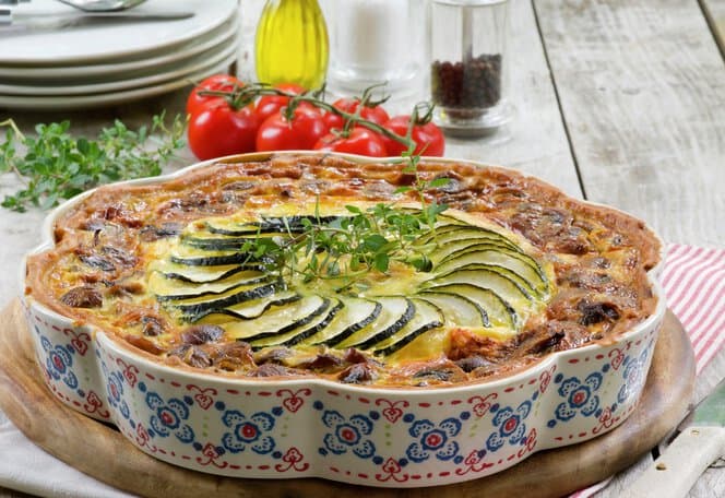Pai med squash og sopp