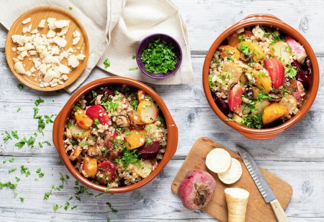 Blomkålrisotto med persillerot og beter