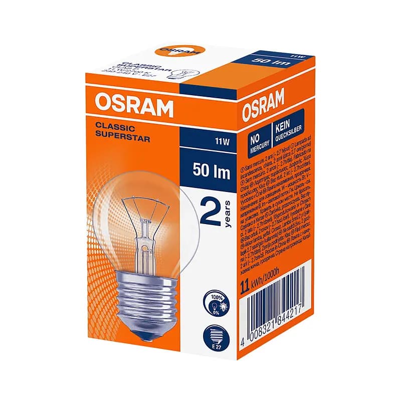 Lyspære 11W E27 Classic P, Krone Osram