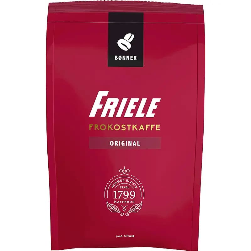 Hele bønner Friele 500 g, frokostkaffe