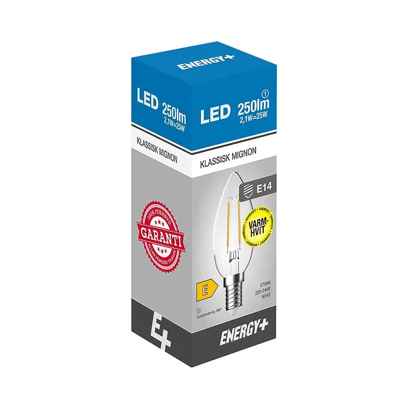 Lyspære LED 250 lm Mignon klar E14 C35