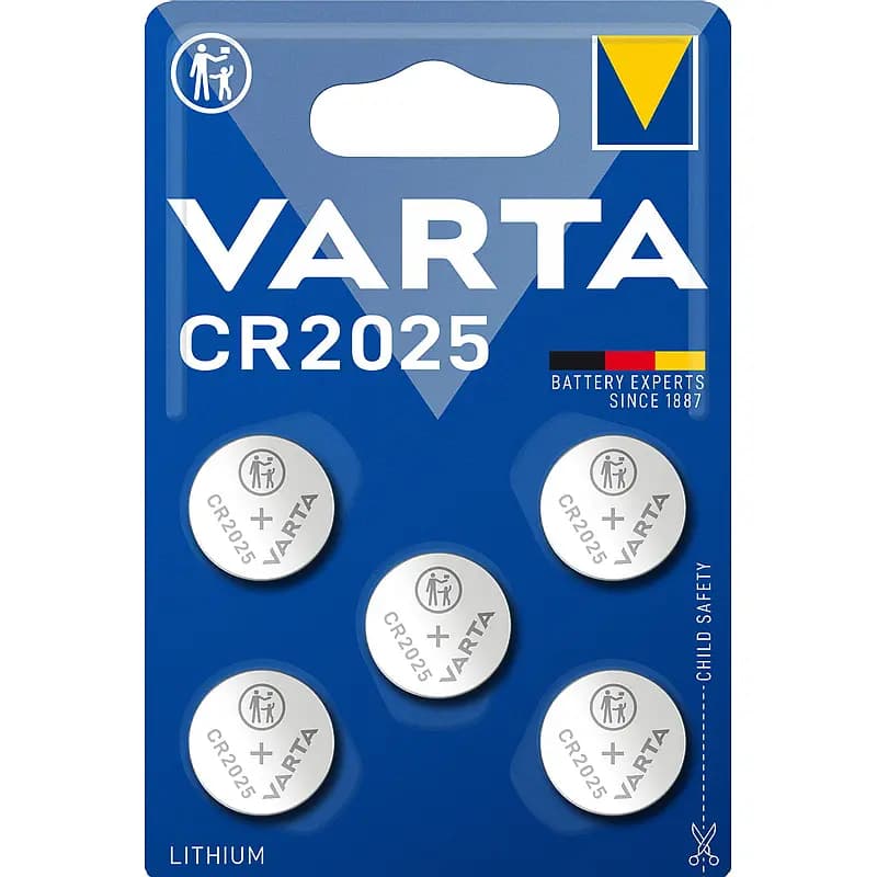 Knappcellebatteri 5-pk, CR2025 Varta