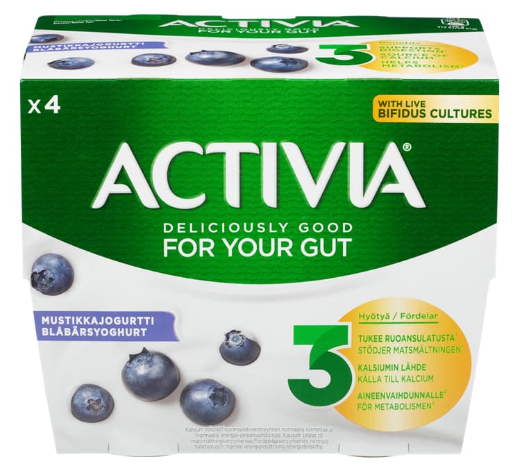 ACTIVIA YOGHURT 4 x 125 g Blåbær