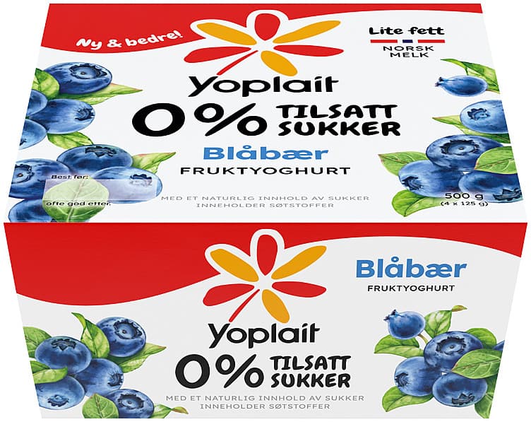 YOPLAIT DOUBLE 125 g x 4 blåbær