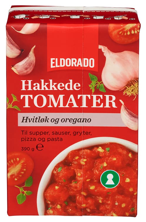 TOMATER HAKKEDE 390 g /hvitløk eldorado