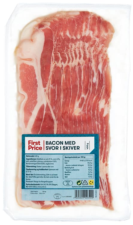 BACON M/SVOR Skivet 400g first price