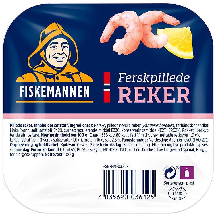 REKER PILLEDE Ferske 100g fiskemannen