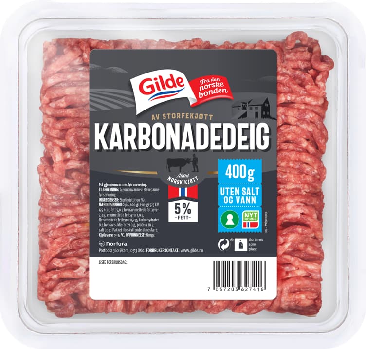 KARBONADEDEIG 5% u/salt&vann 400g gilde