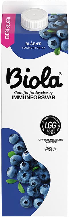 BIOLA SYRNET MELK BLÅBÆR 1 l