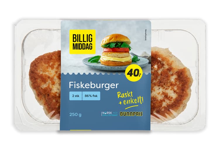 FISKEBURGER 86% FISK 250 g