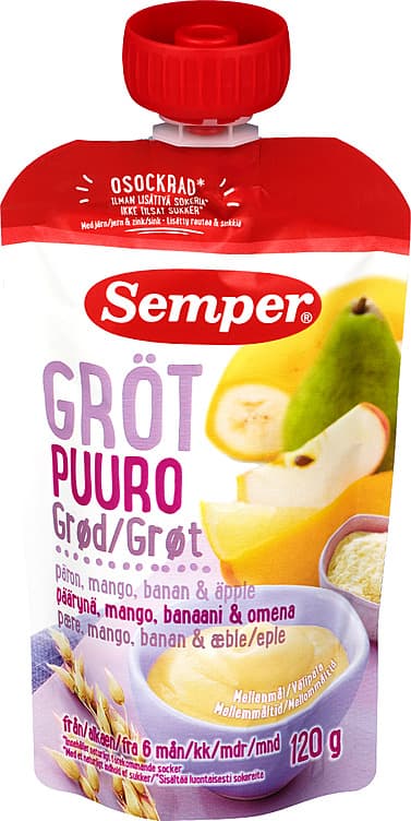SEMPER GRØT FRUKT 120 g 6 mnd
