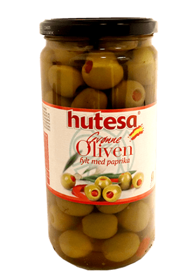 Grønne oliven m/Paprika 700g