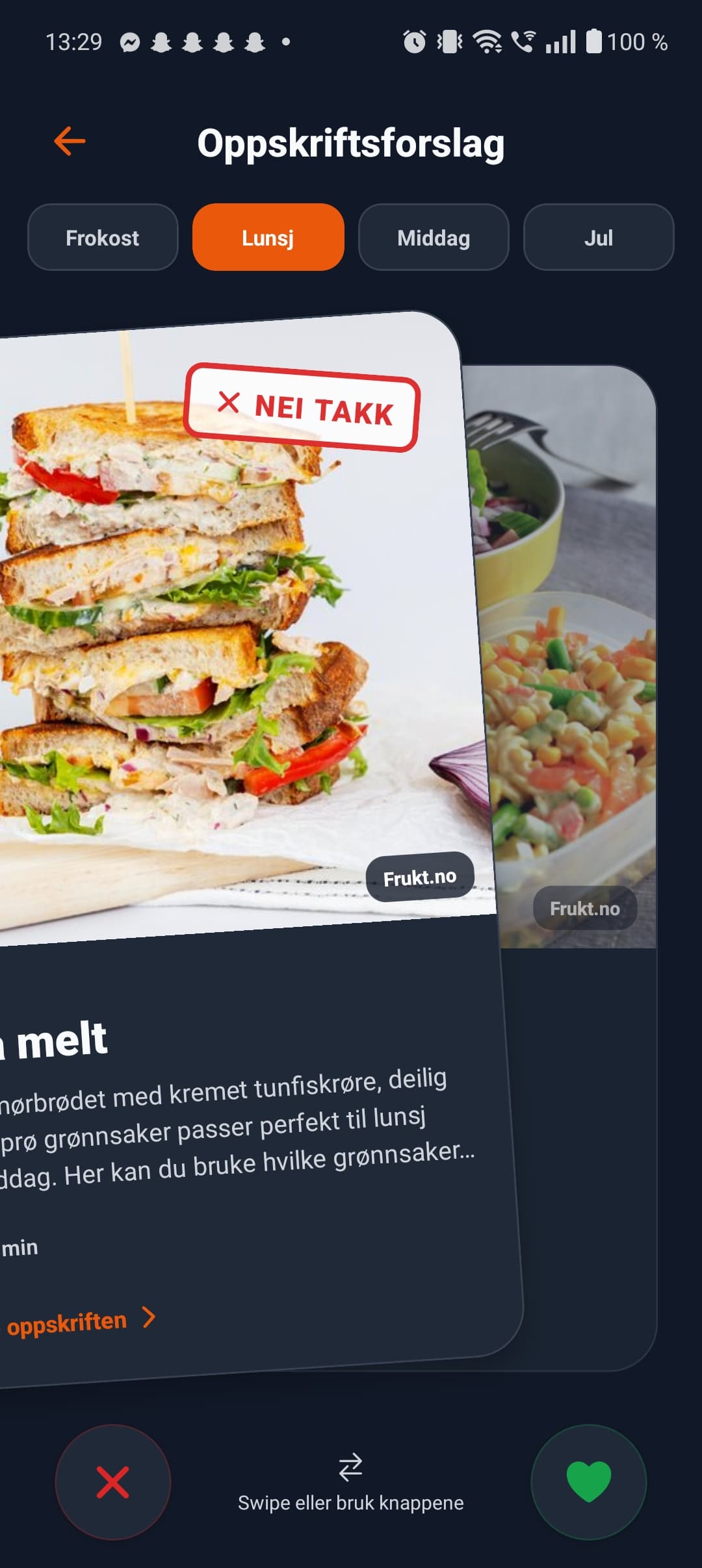Oppskriftsforslag med nei takk
