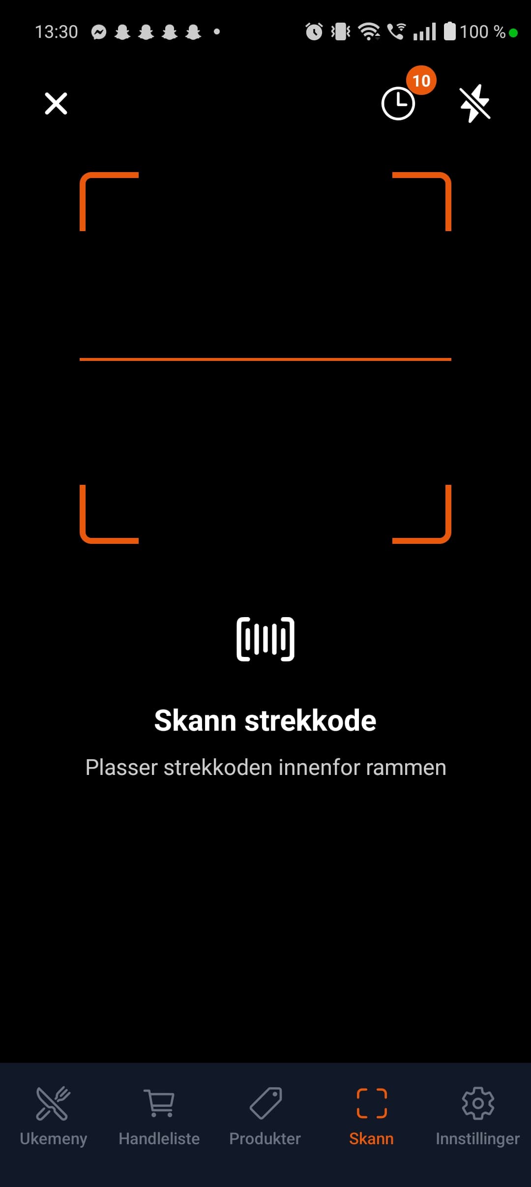 Strekkodeskanner i MatBuddy