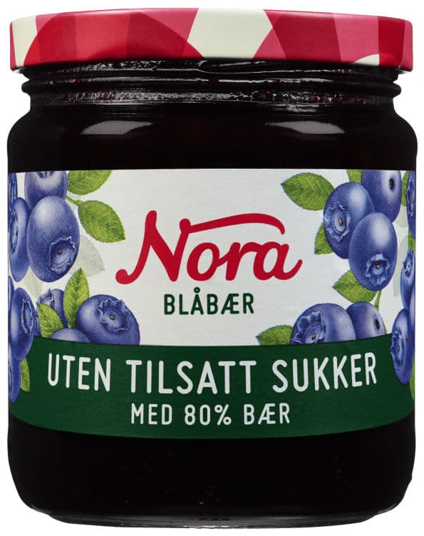 Blåbærsyltetøy 80% u/Tilsatt Sukker 275g Nora
