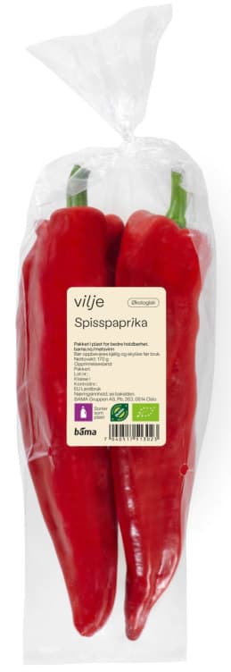 Paprika Rød Søt Spiss pakke Økologisk Vilje
