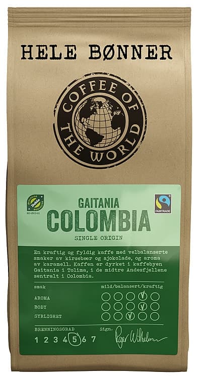 Gaitania Colombia Hele Bønner Økol 340g Cotw