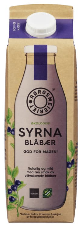 Syrna Mjølk Blåbær Fettfri Økologisk 1l Røros