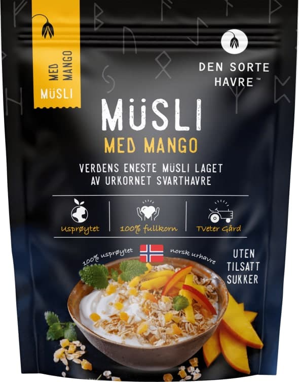 Musli m/Mango 400g Den Sorte Havre