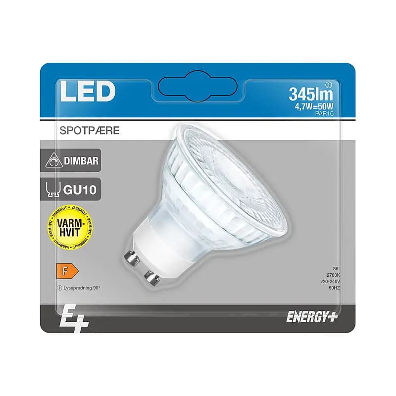 Spotpære LED 345 lm dimbar glass GU10