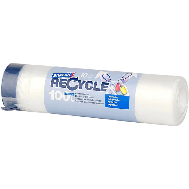 Avfallsekk 10 stk m/knytting 100 l transparent